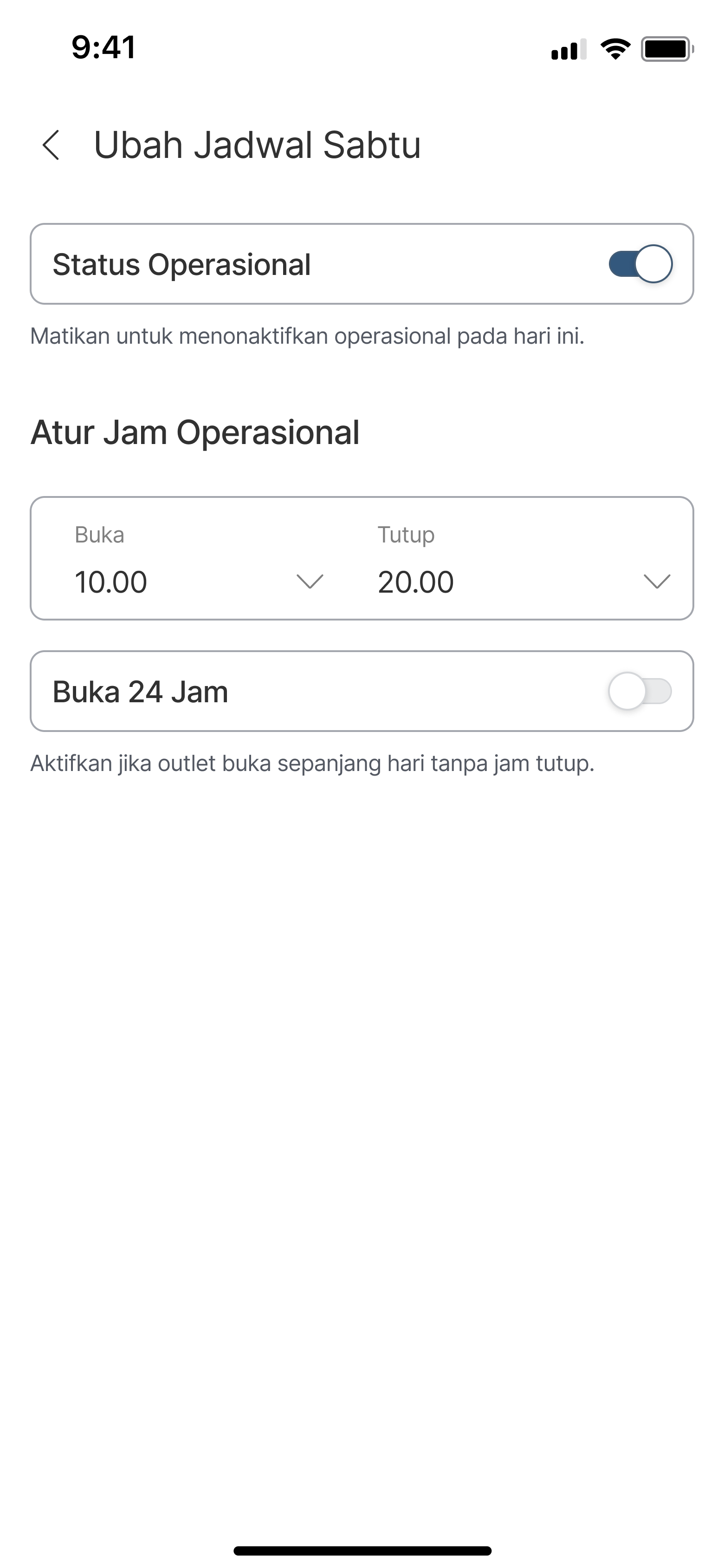 Sesuaikan jam buka dan tutup resto dengan mudah